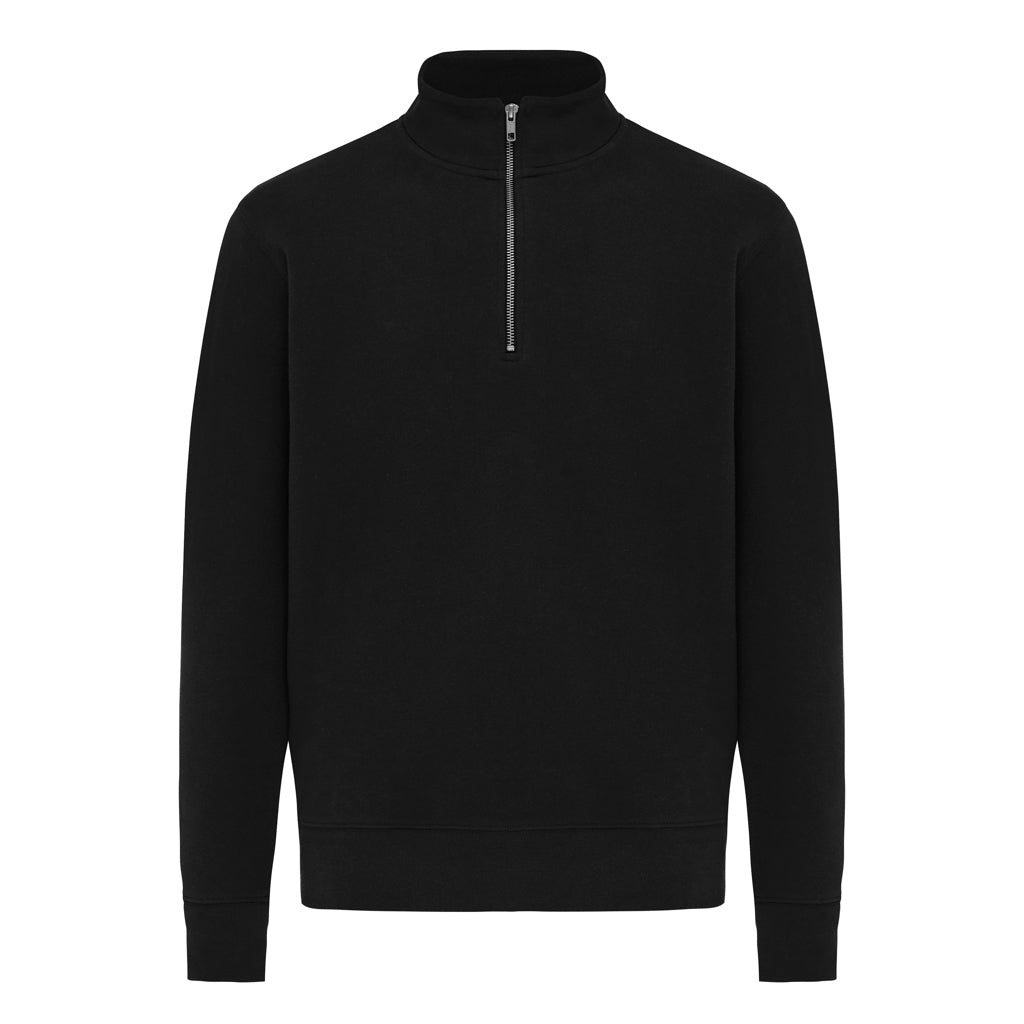 IQONIQ Elgon recycled cotton quarter zip sweater - Black