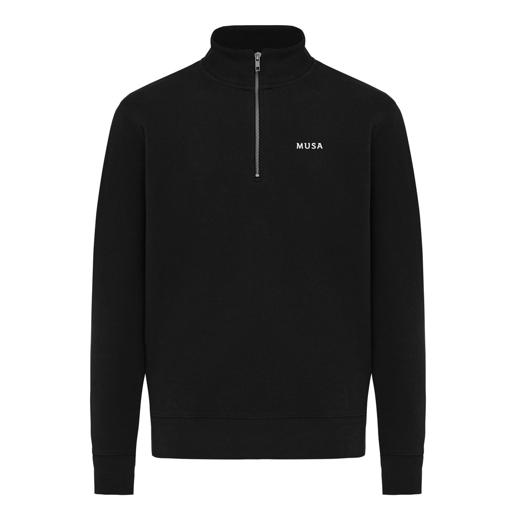 IQONIQ Elgon recycled cotton quarter zip sweater - Black