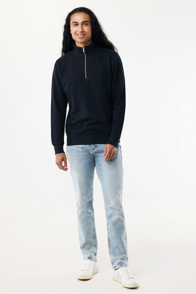 IQONIQ Elgon recycled cotton quarter zip sweater - Black