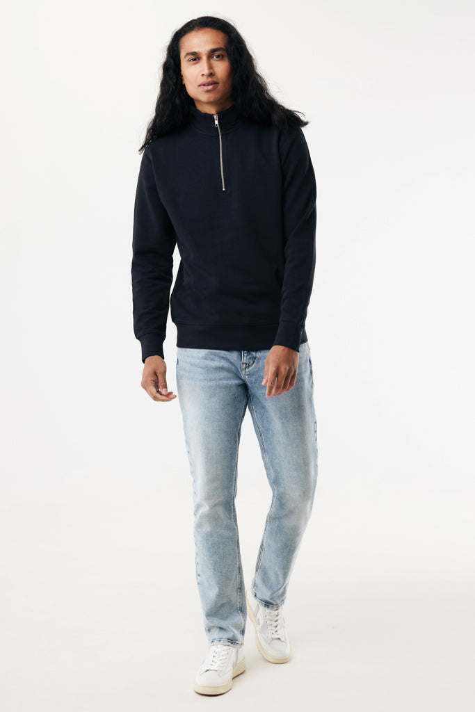 IQONIQ Elgon recycled cotton quarter zip sweater - Black