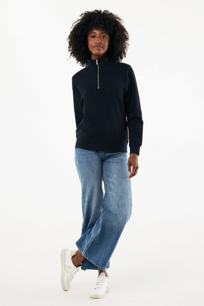 IQONIQ Elgon recycled cotton quarter zip sweater - Black