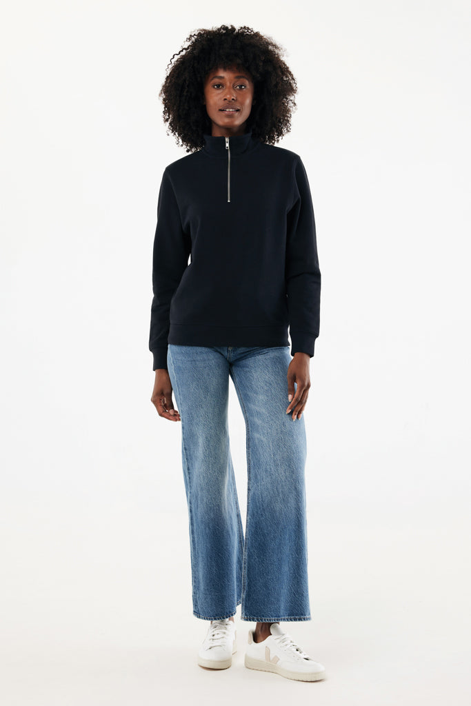 IQONIQ Elgon recycled cotton quarter zip sweater - Black
