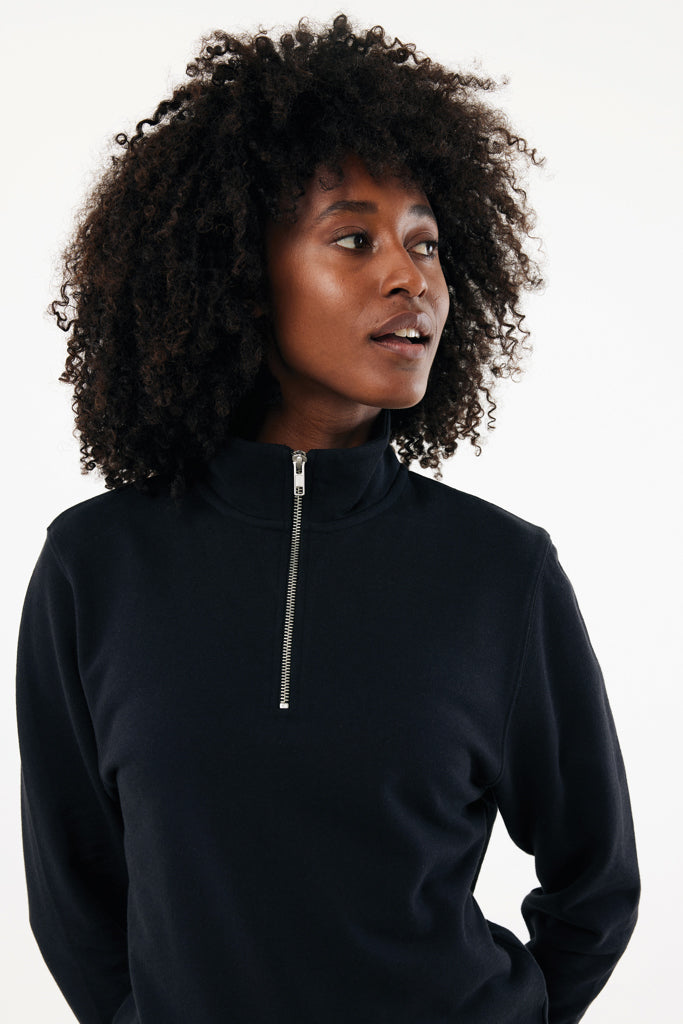 IQONIQ Elgon recycled cotton quarter zip sweater - Black