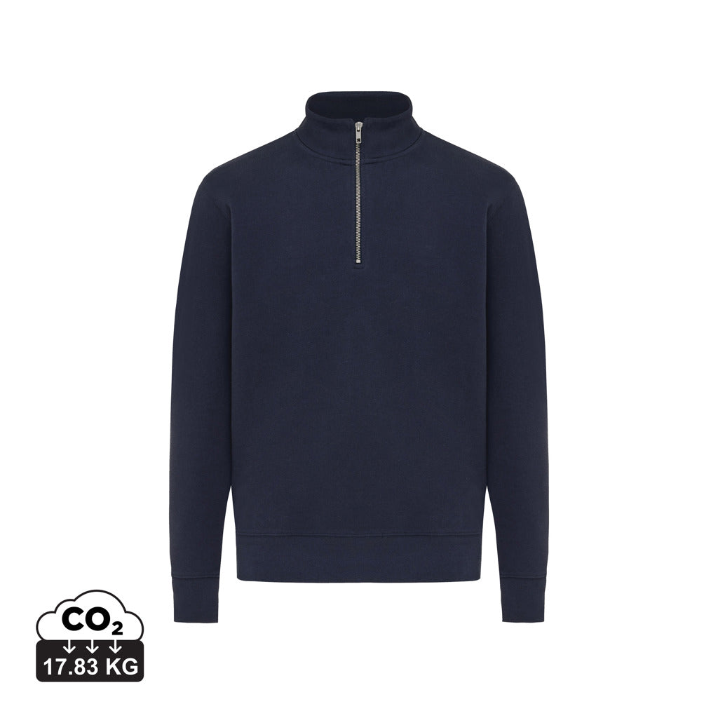 IQONIQ Elgon recycled cotton quarter zip sweater - Navy