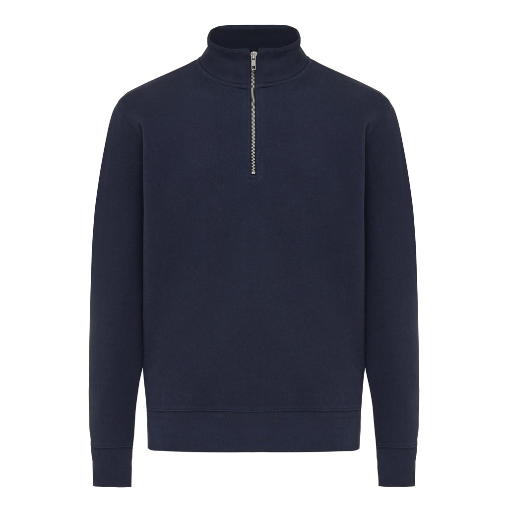 IQONIQ Elgon recycled cotton quarter zip sweater - Navy