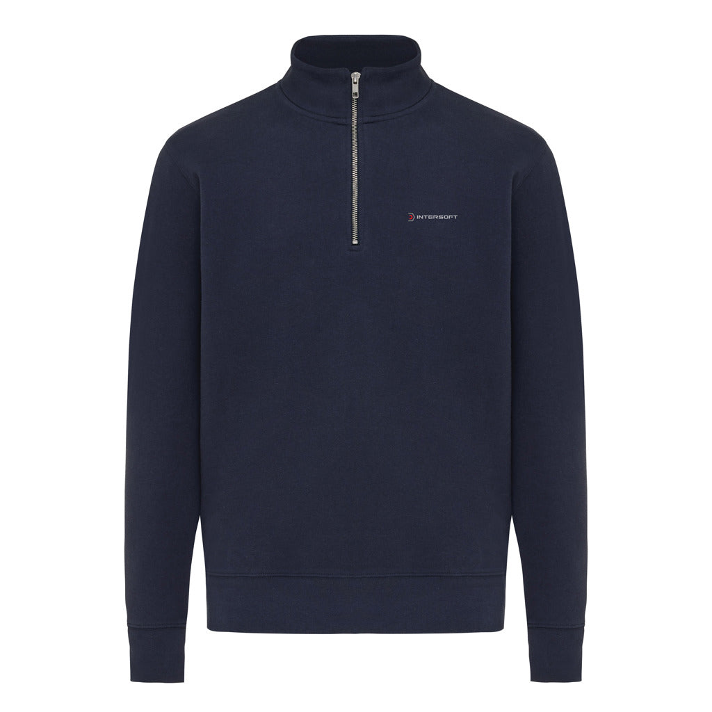 IQONIQ Elgon recycled cotton quarter zip sweater - Navy