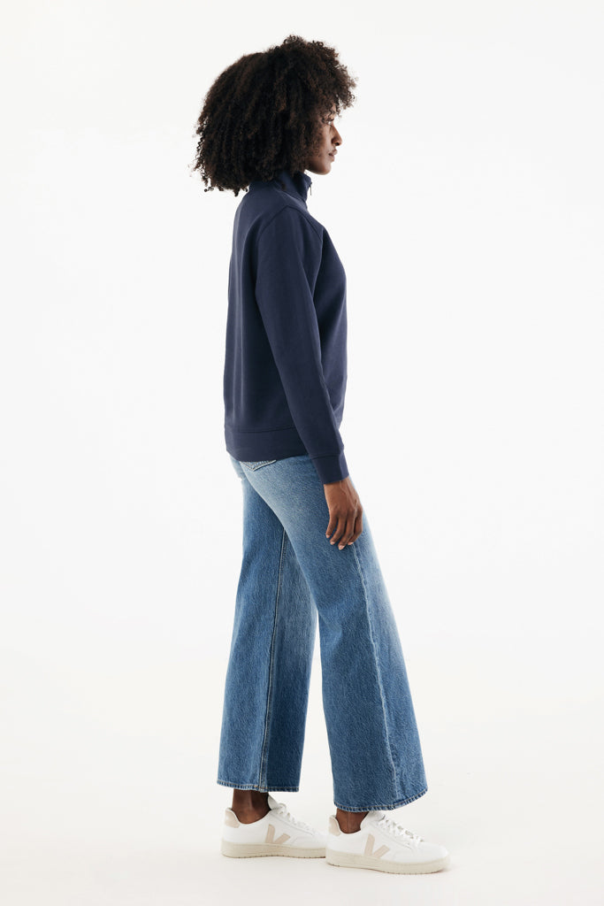 IQONIQ Elgon recycled cotton quarter zip sweater - Navy