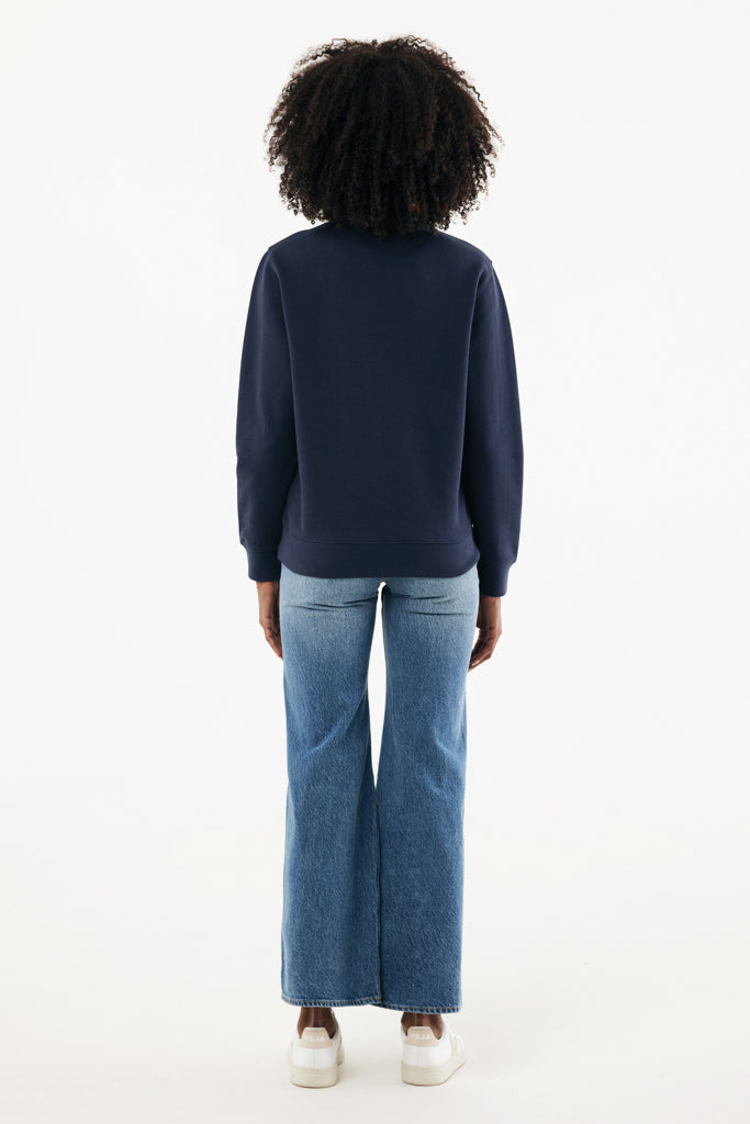 IQONIQ Elgon recycled cotton quarter zip sweater - Navy