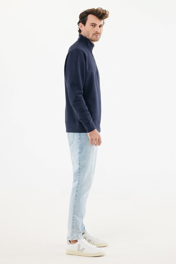 IQONIQ Elgon recycled cotton quarter zip sweater - Navy