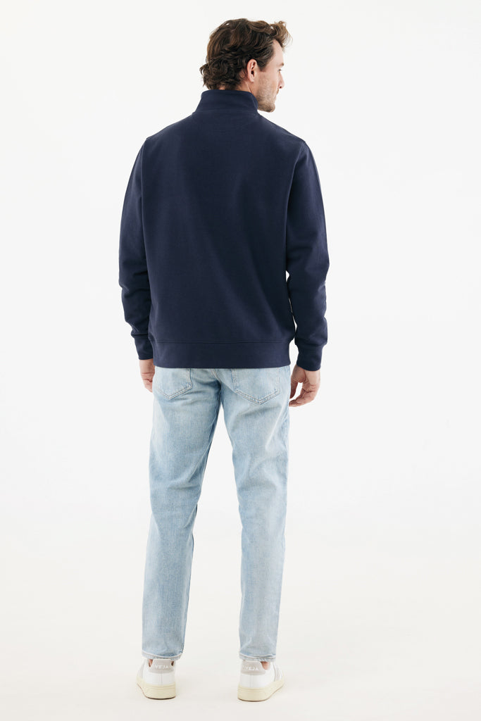 IQONIQ Elgon recycled cotton quarter zip sweater - Navy