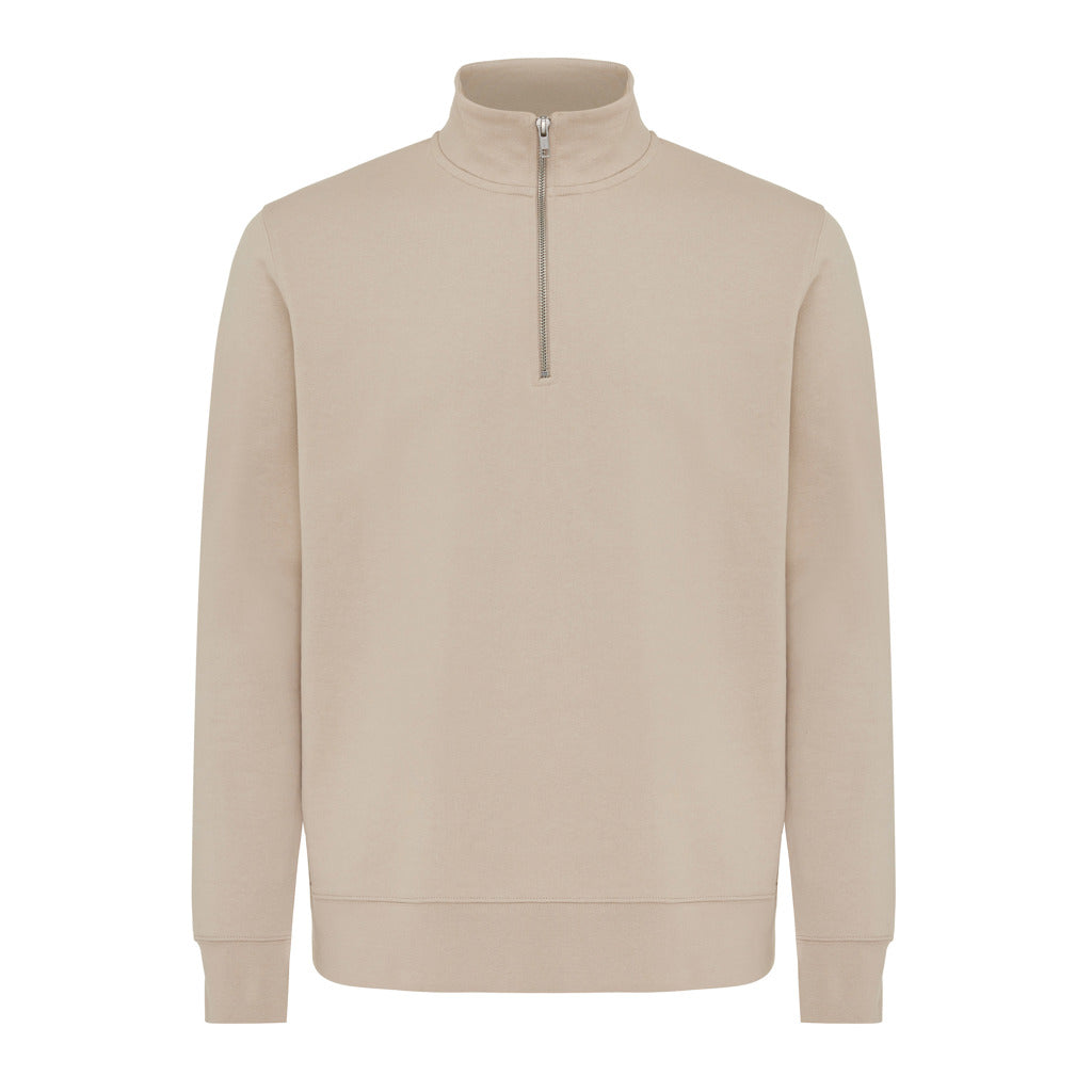 IQONIQ Elgon recycled cotton quarter zip sweater - Desert