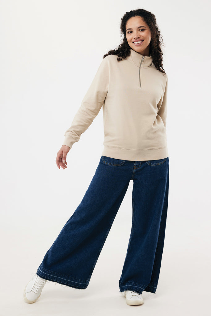 IQONIQ Elgon recycled cotton quarter zip sweater - Desert
