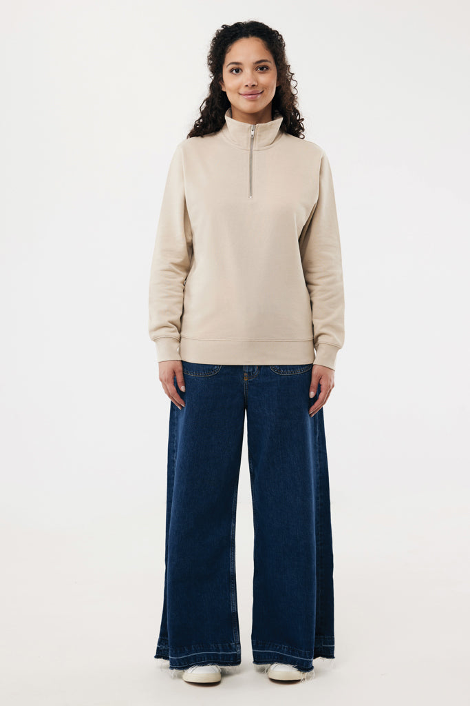 IQONIQ Elgon recycled cotton quarter zip sweater - Desert