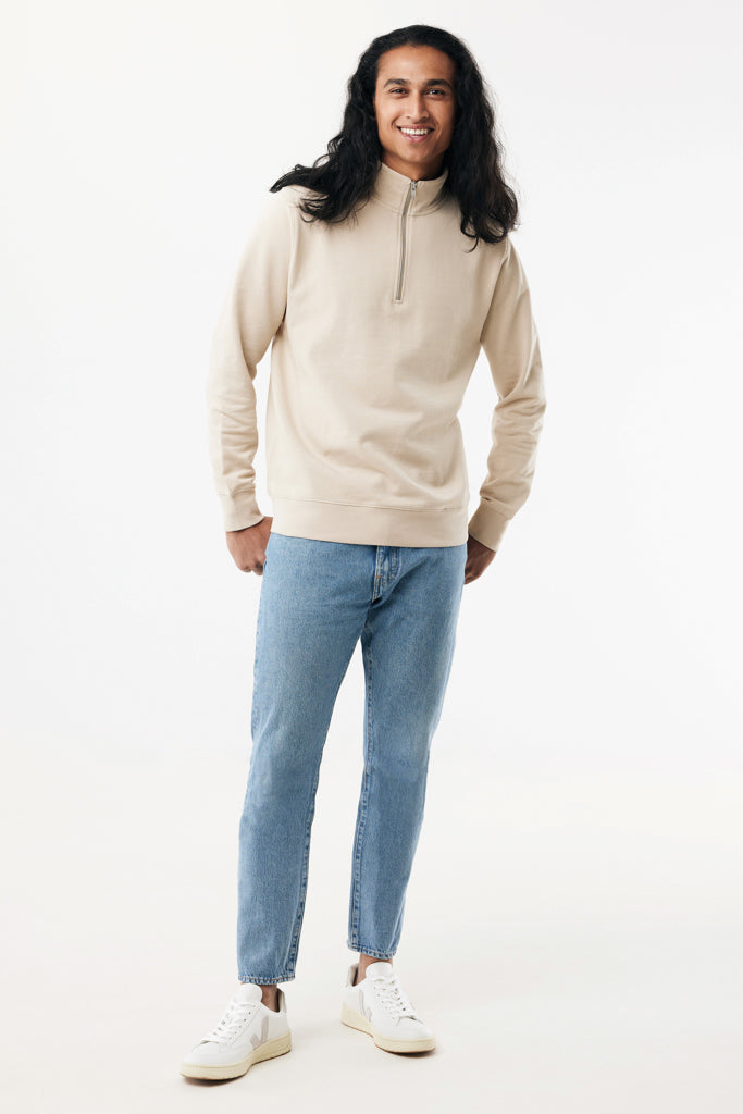 IQONIQ Elgon recycled cotton quarter zip sweater - Desert