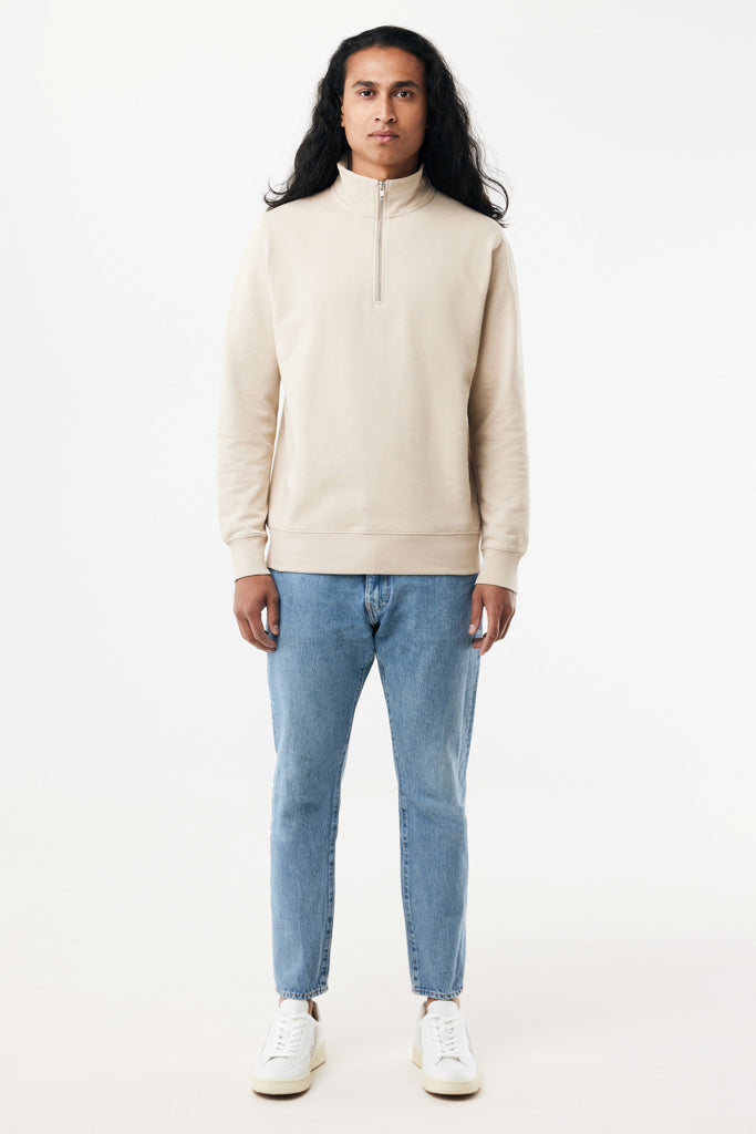 IQONIQ Elgon recycled cotton quarter zip sweater - Desert