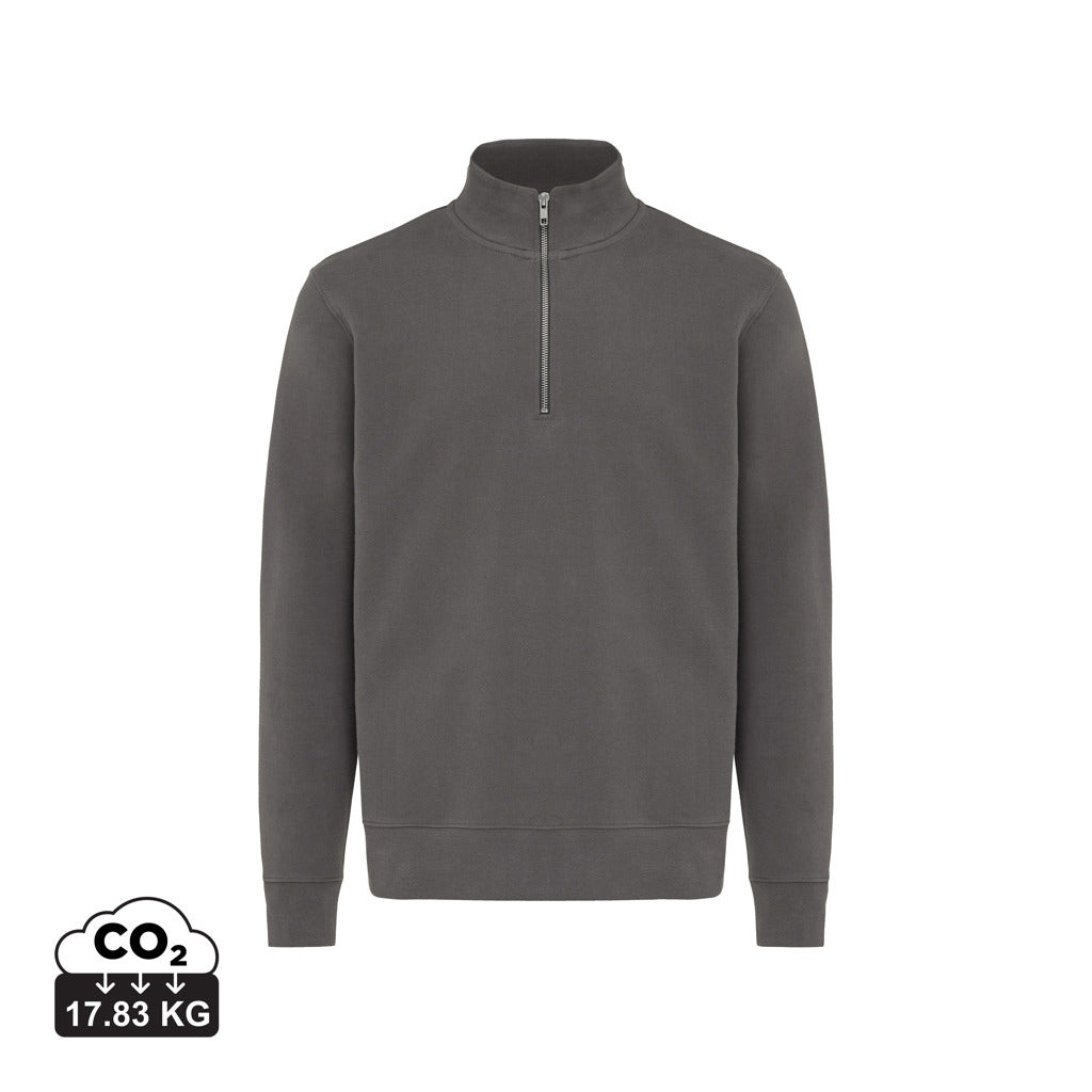 IQONIQ Elgon recycled cotton quarter zip sweater - Anthracite
