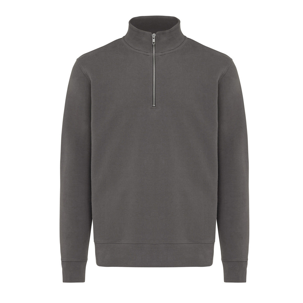IQONIQ Elgon recycled cotton quarter zip sweater - Anthracite
