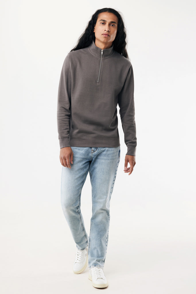 IQONIQ Elgon recycled cotton quarter zip sweater - Anthracite