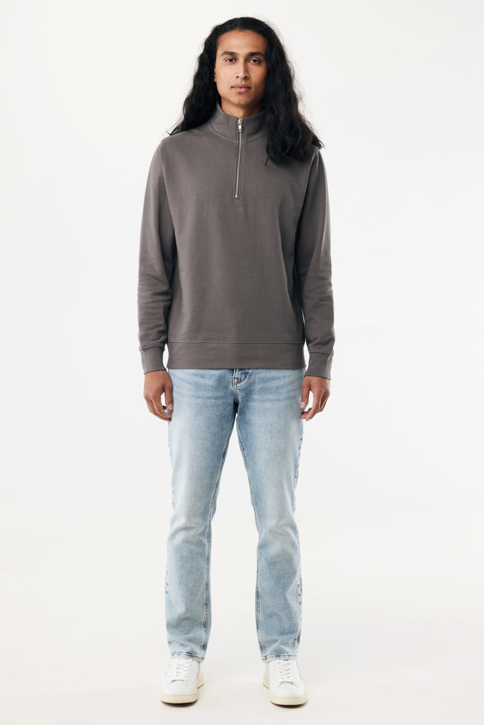 IQONIQ Elgon recycled cotton quarter zip sweater - Anthracite