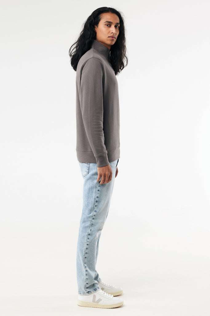 IQONIQ Elgon recycled cotton quarter zip sweater - Anthracite
