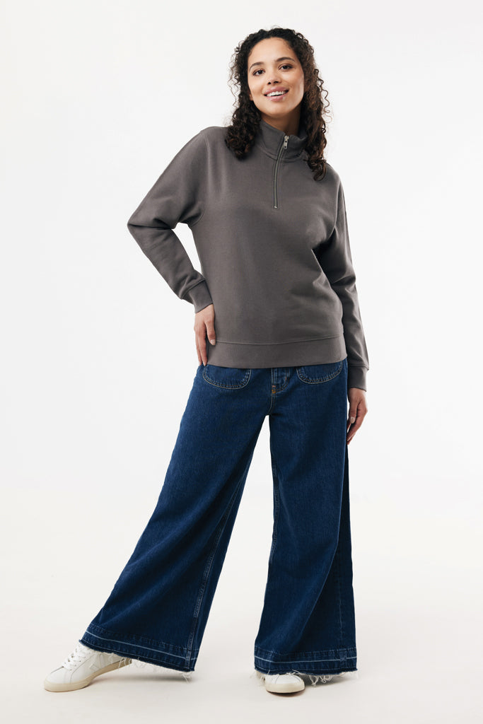 IQONIQ Elgon recycled cotton quarter zip sweater - Anthracite