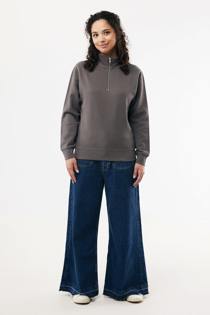 IQONIQ Elgon recycled cotton quarter zip sweater - Anthracite