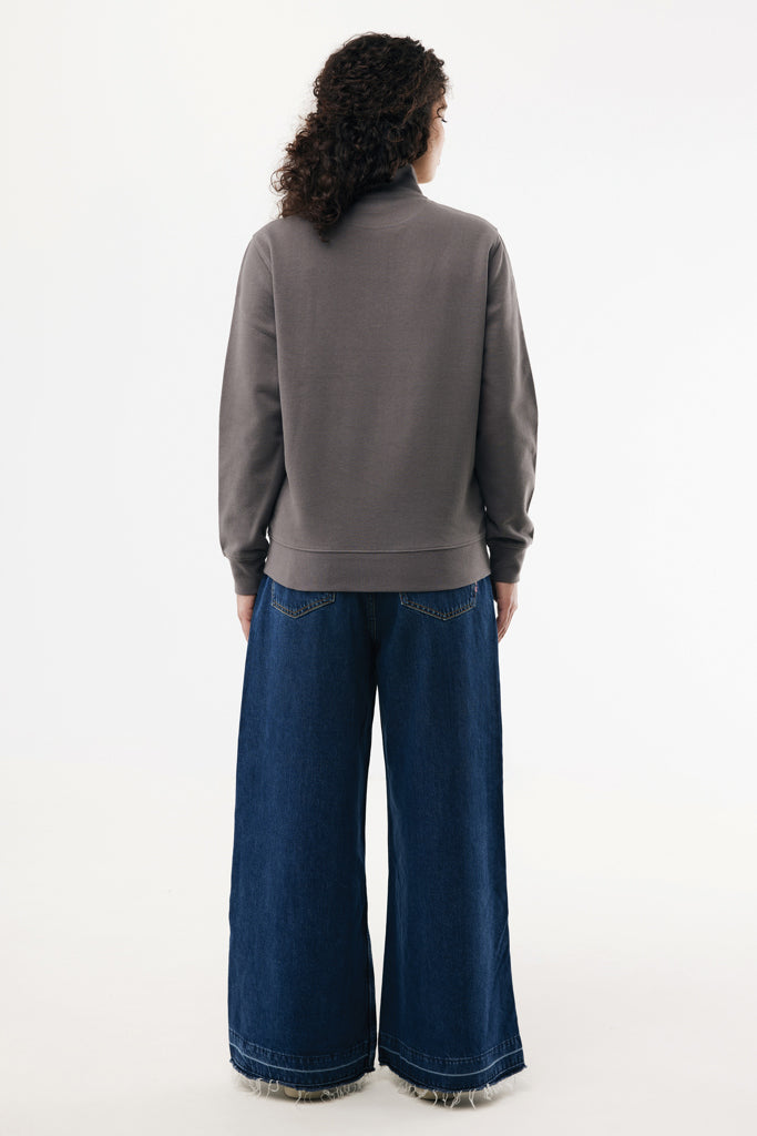 IQONIQ Elgon recycled cotton quarter zip sweater - Anthracite