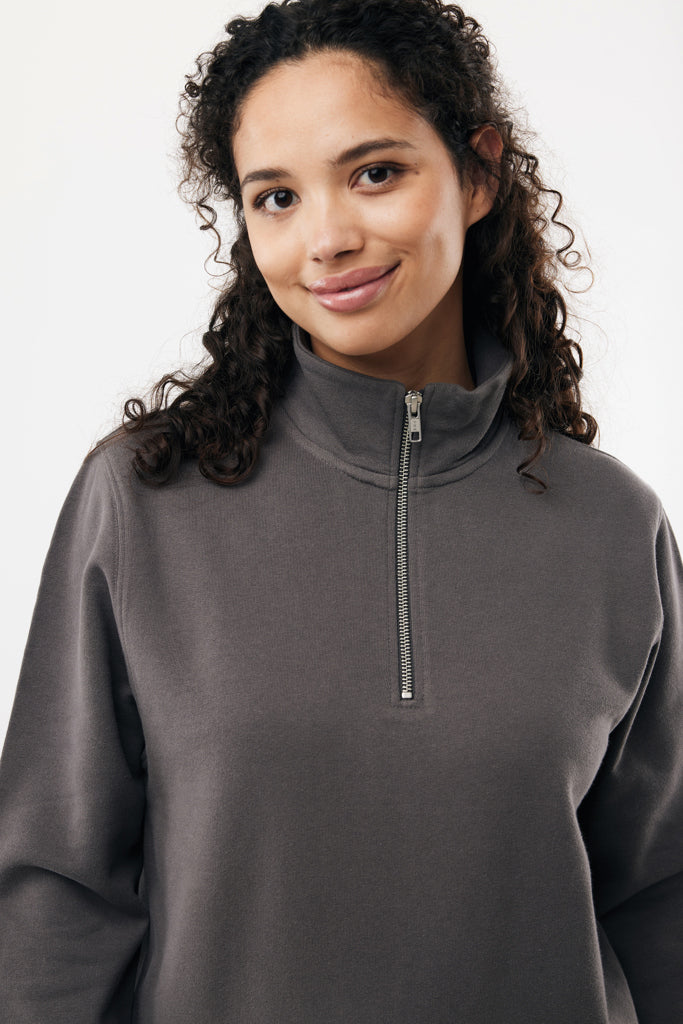 IQONIQ Elgon recycled cotton quarter zip sweater - Anthracite