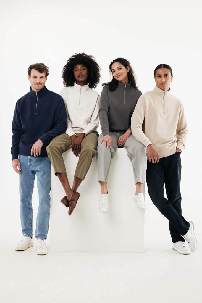 IQONIQ Elgon recycled cotton quarter zip sweater - Anthracite