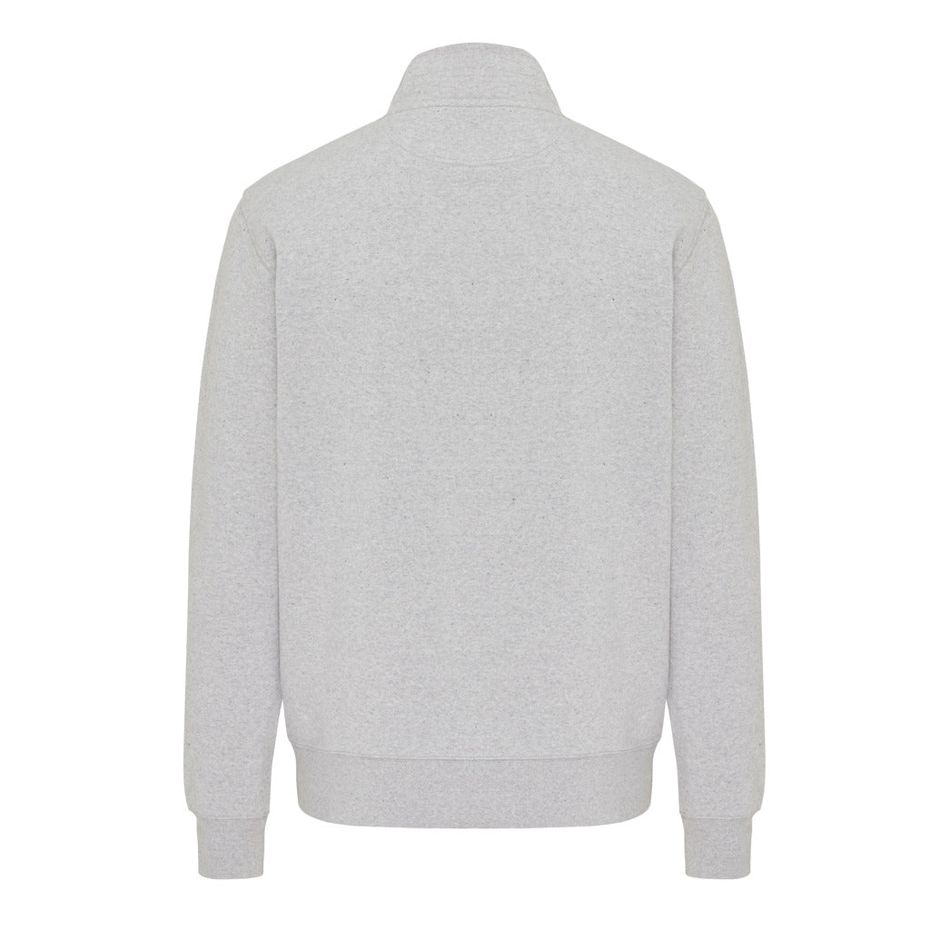 IQONIQ Elgon recycled cotton quarter zip sweater - Light Heather Grey