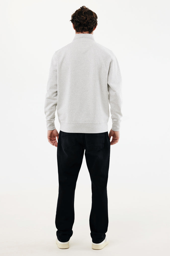 IQONIQ Elgon recycled cotton quarter zip sweater - Light Heather Grey