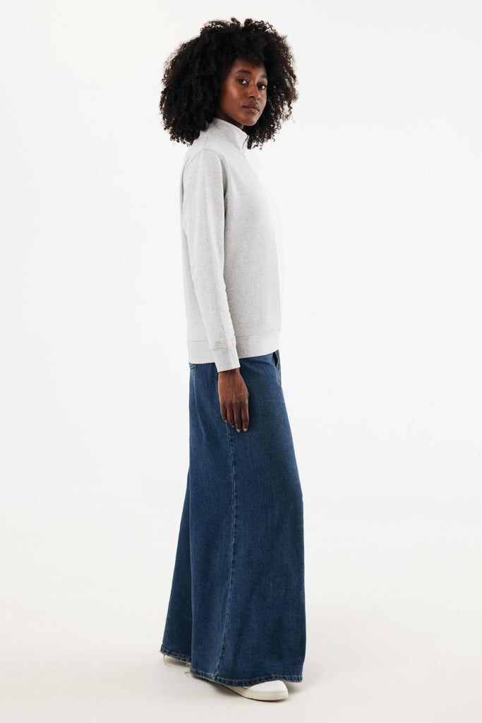 IQONIQ Elgon recycled cotton quarter zip sweater - Light Heather Grey