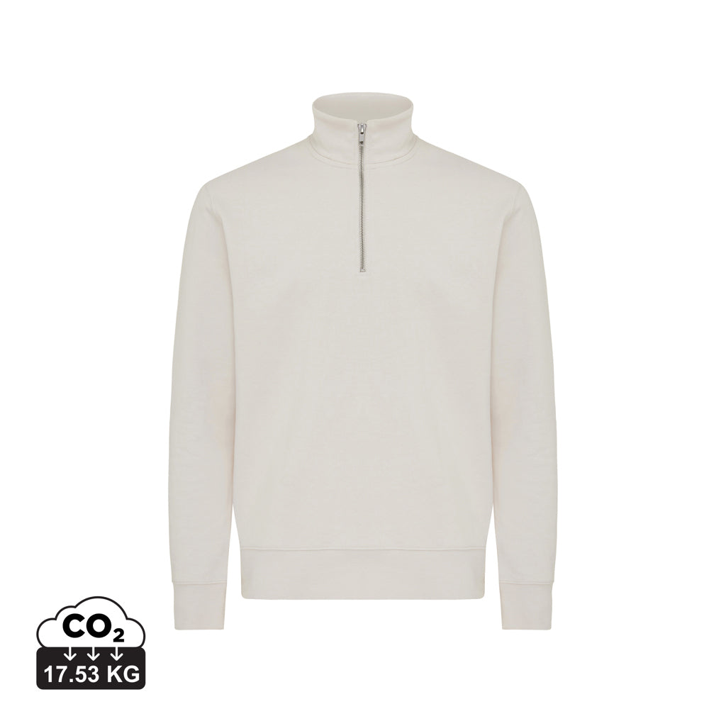IQONIQ Elgon recycled cotton quarter zip sweater - Ivory White