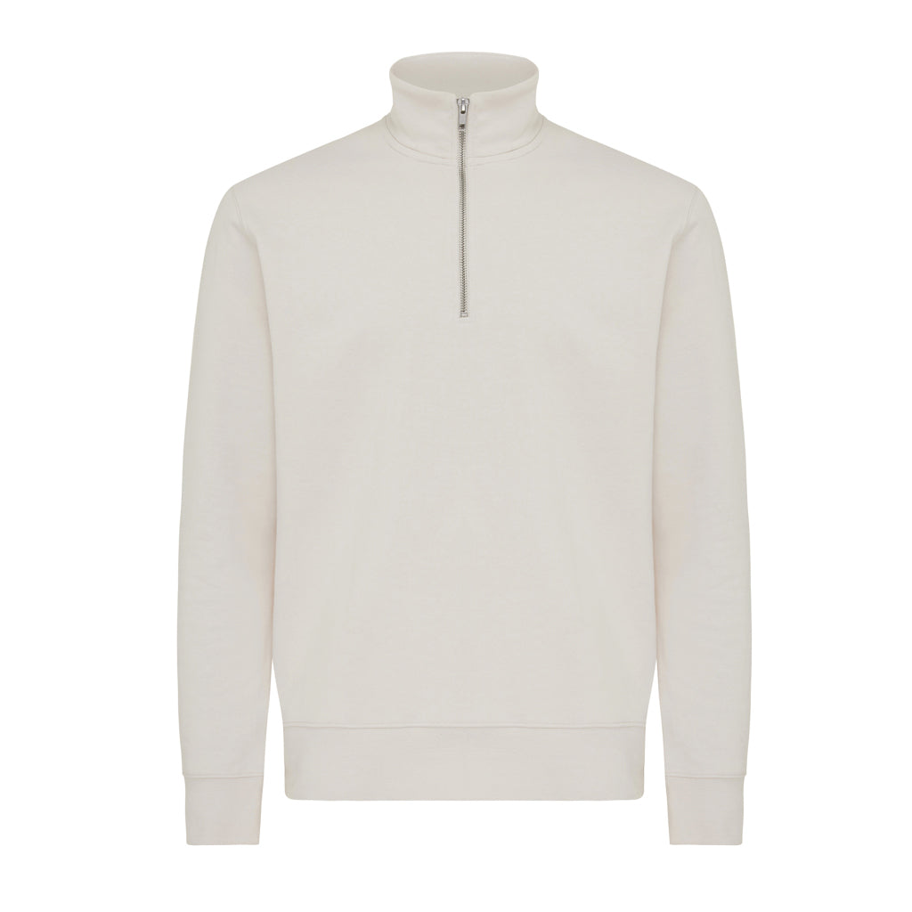 IQONIQ Elgon recycled cotton quarter zip sweater - Ivory White