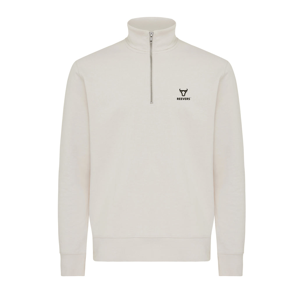 IQONIQ Elgon recycled cotton quarter zip sweater - Ivory White