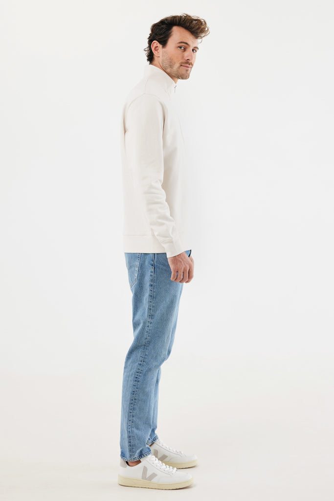 IQONIQ Elgon recycled cotton quarter zip sweater - Ivory White