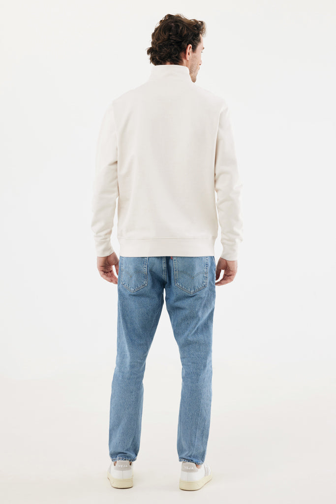 IQONIQ Elgon recycled cotton quarter zip sweater - Ivory White
