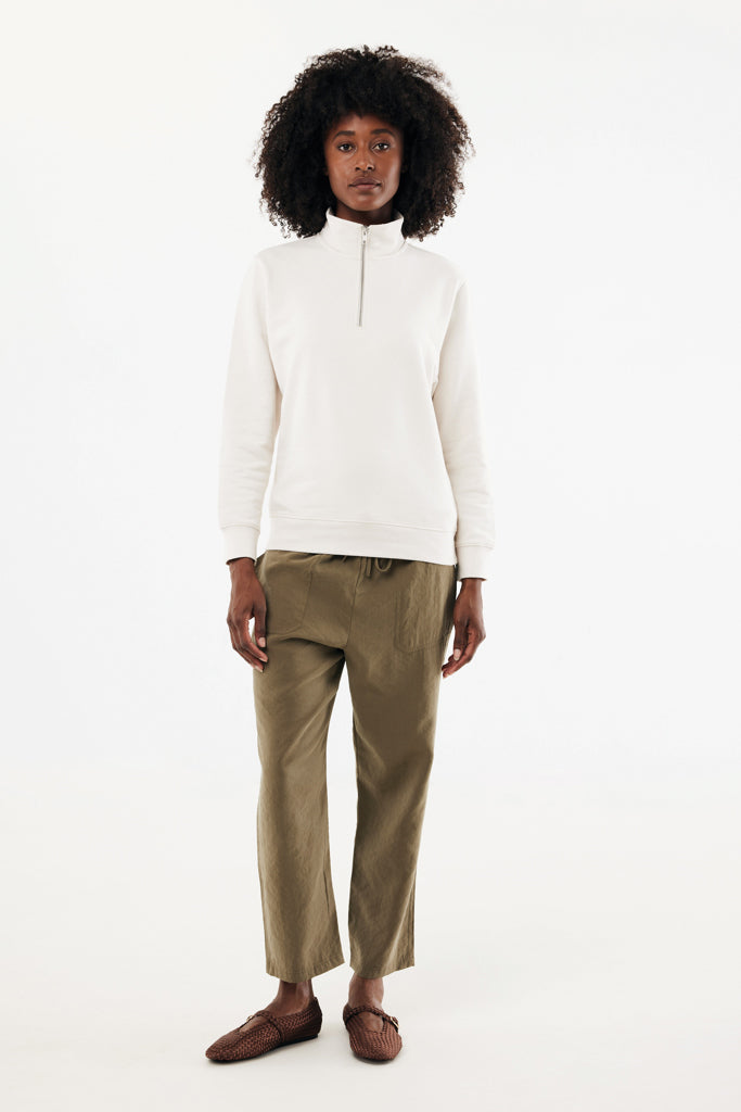 IQONIQ Elgon recycled cotton quarter zip sweater - Ivory White
