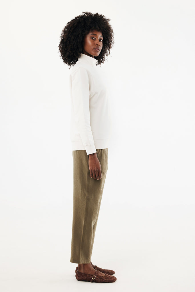 IQONIQ Elgon recycled cotton quarter zip sweater - Ivory White