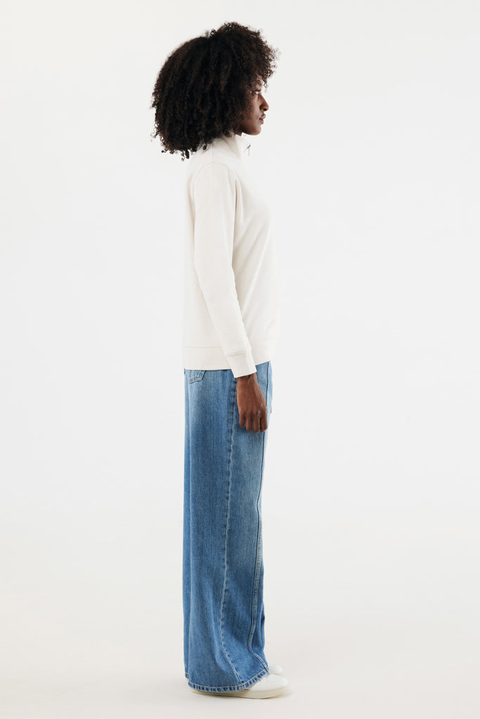 IQONIQ Elgon recycled cotton quarter zip sweater - Ivory White
