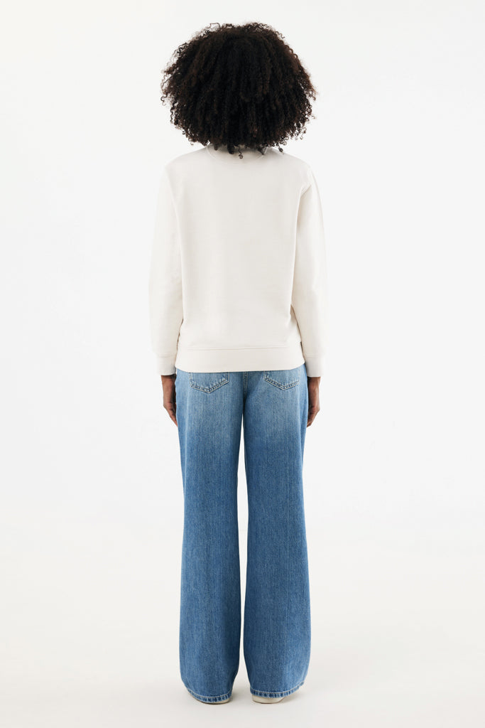 IQONIQ Elgon recycled cotton quarter zip sweater - Ivory White