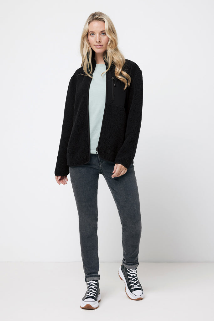 IQONIQ Diran recycled polyester pile fleece jacket - Black