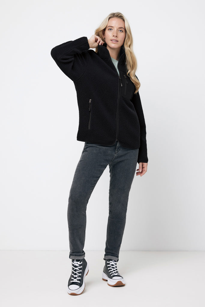 IQONIQ Diran recycled polyester pile fleece jacket - Black