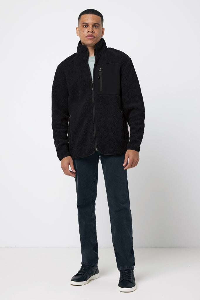 IQONIQ Diran recycled polyester pile fleece jacket - Black