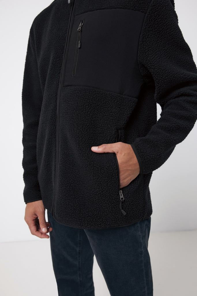 IQONIQ Diran recycled polyester pile fleece jacket - Black
