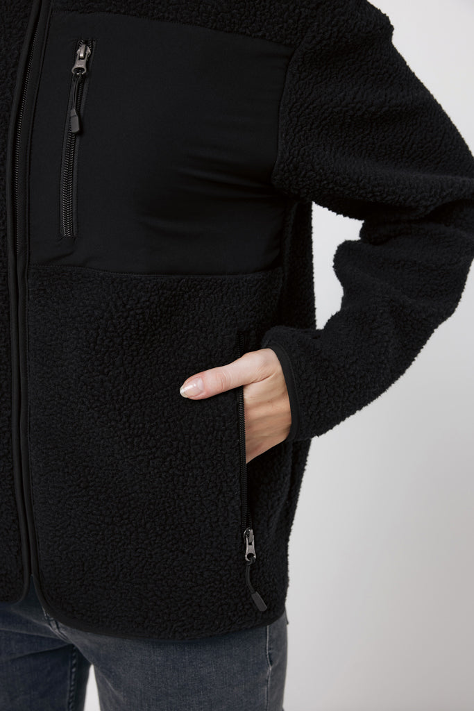 IQONIQ Diran recycled polyester pile fleece jacket - Black