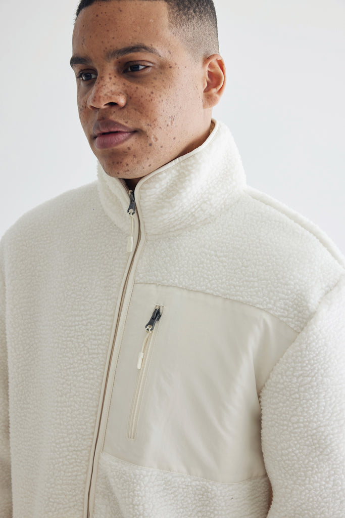 IQONIQ Diran recycled polyester pile fleece jacket - Natural