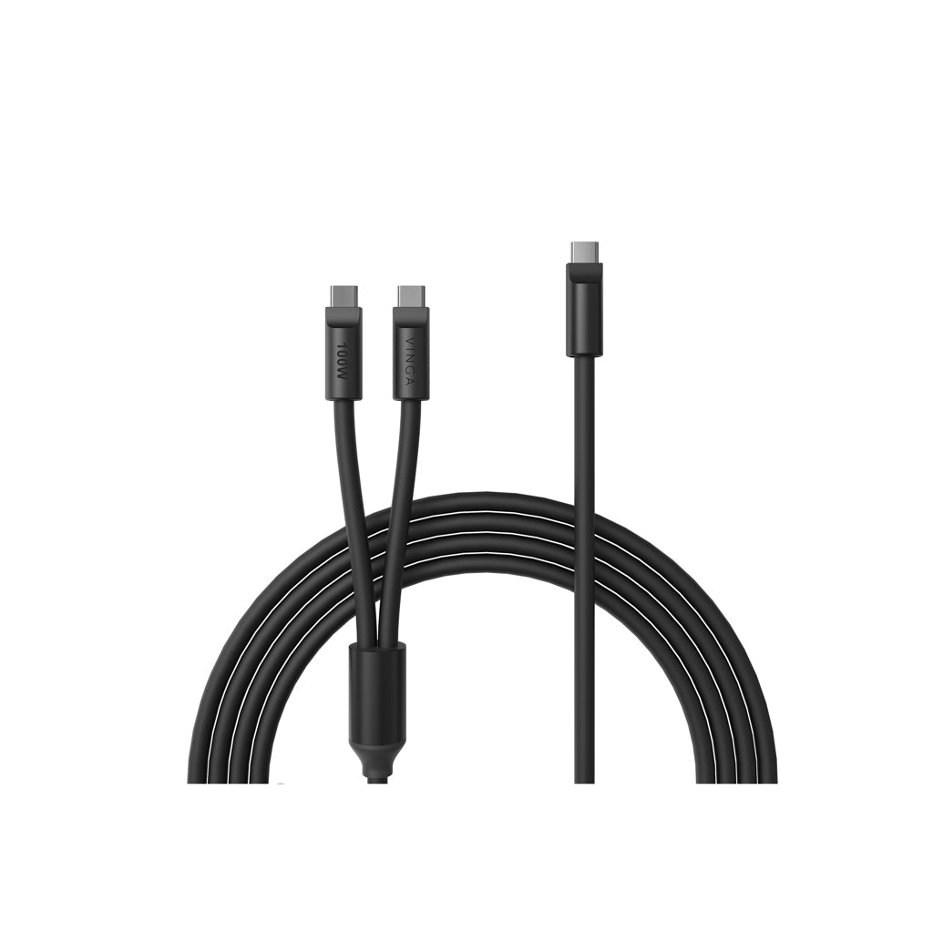 VINGA Baltimore silicone multi charging cable (C+2C) - Black