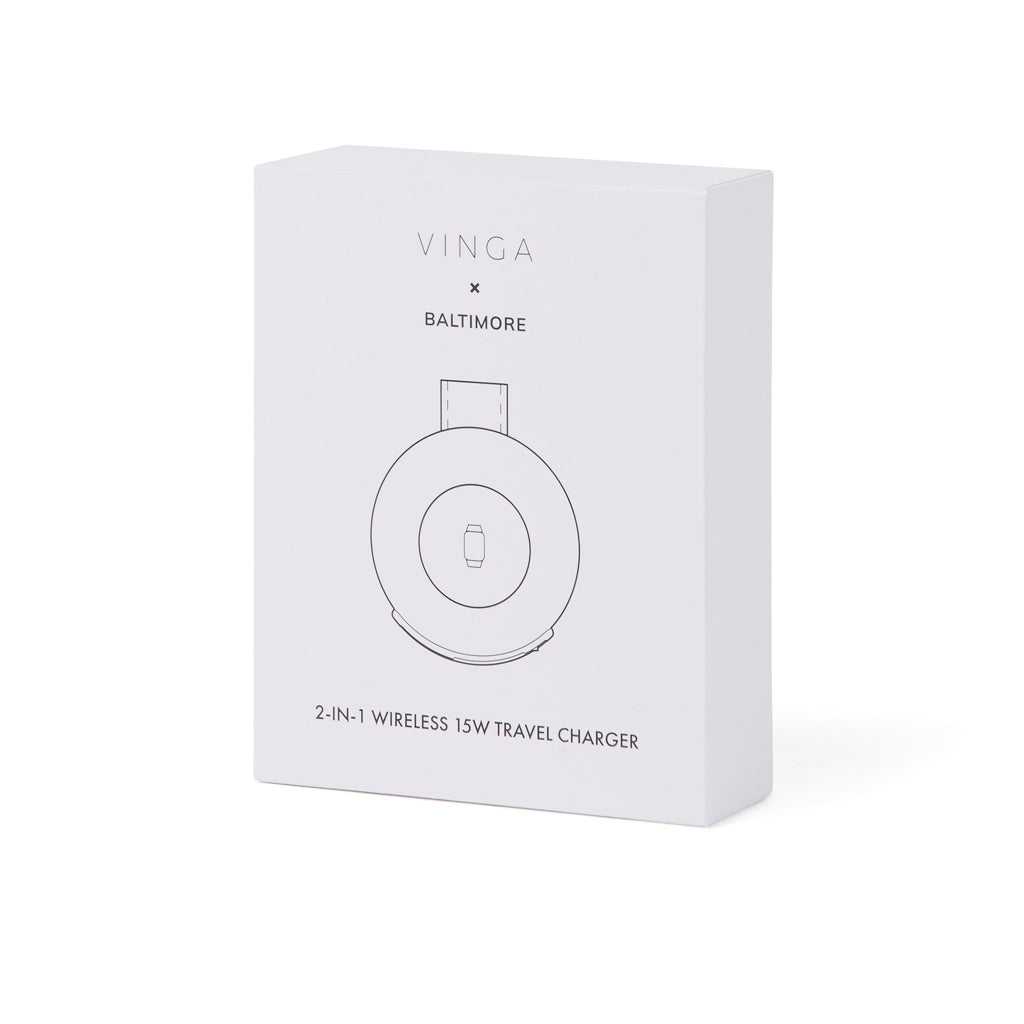 VINGA Baltimore RCS 2-in-1 Wireless 15W Travel Charger - Black