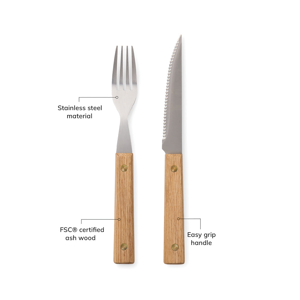 VINGA Paso 8 pcs bbq cutlery set - Brown